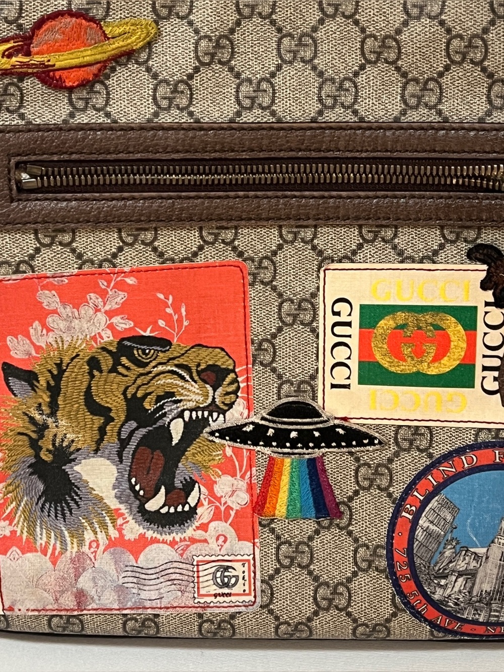 Gucci GG Soft Supreme Monogram Courrier Web Messenger Bag Beige Acero Multicolor - Picture 3 of 9